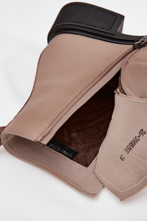 Moteriški aulinukai Z Naturalnej Skóry žemu kulniuku pašiltinti Vinceza 39955 smėlio spalvos