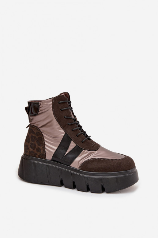 Moteriški aulinukai pašiltinti su platforma Vinceza 58562 rudos spalvos