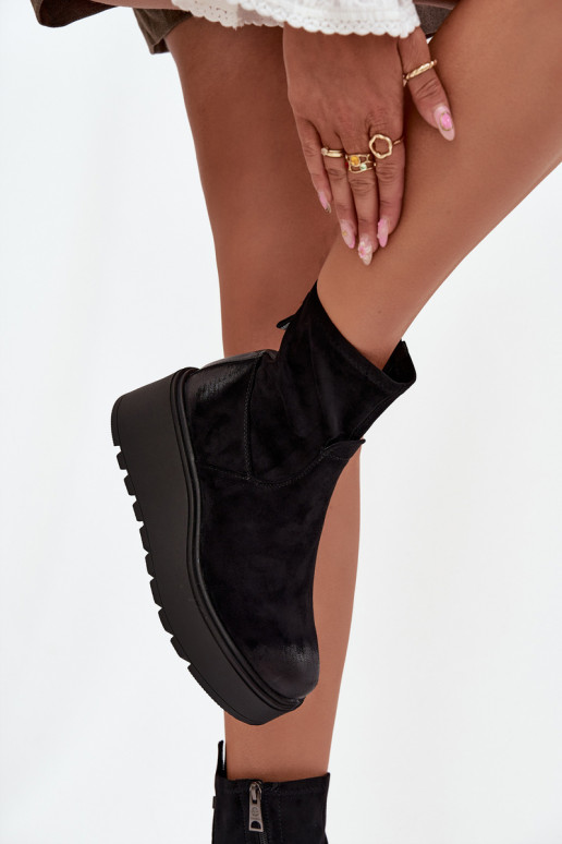 Moteriški aulinukai su platforma pašiltinti Vinceza 58596 Juodos spalvos