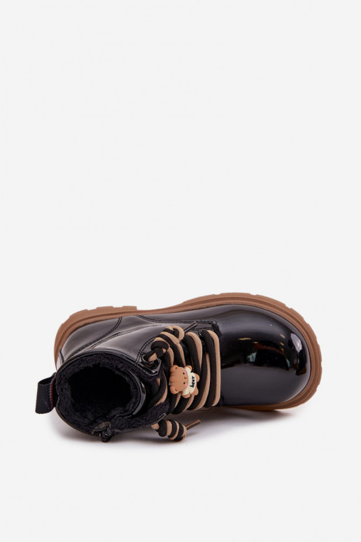 pašiltinti Aulinukai Vaikiški su lako efektu Z Przypinką Meškiukai Juodos spalvos Jovellea