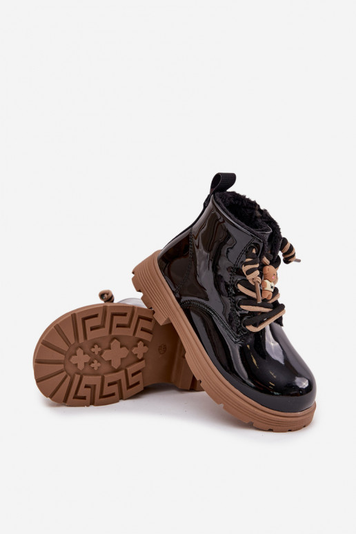 pašiltinti Aulinukai Vaikiški su lako efektu Z Przypinką Meškiukai Juodos spalvos Jovellea