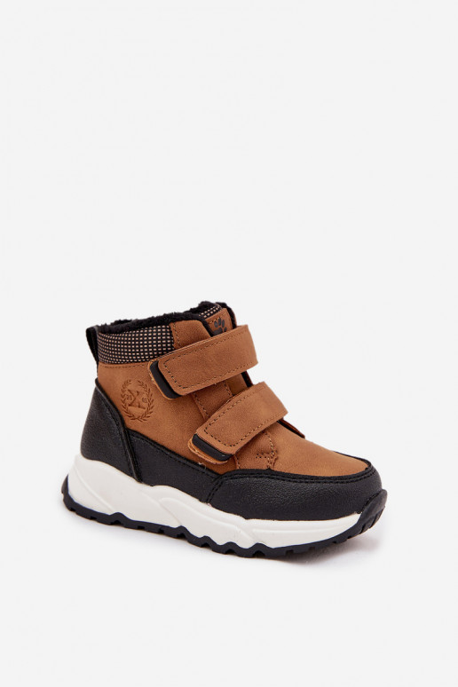 pašiltinti Vaikiški žieminiai batai su lipniais užsegimais rudos spalvos Nolivine