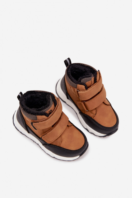 pašiltinti Vaikiški žieminiai batai su lipniais užsegimais rudos spalvos Nolivine