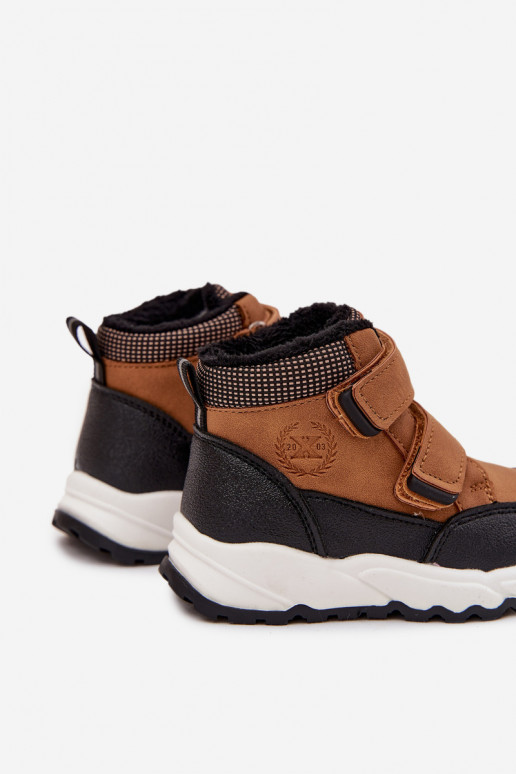 pašiltinti Vaikiški žieminiai batai su lipniais užsegimais rudos spalvos Nolivine
