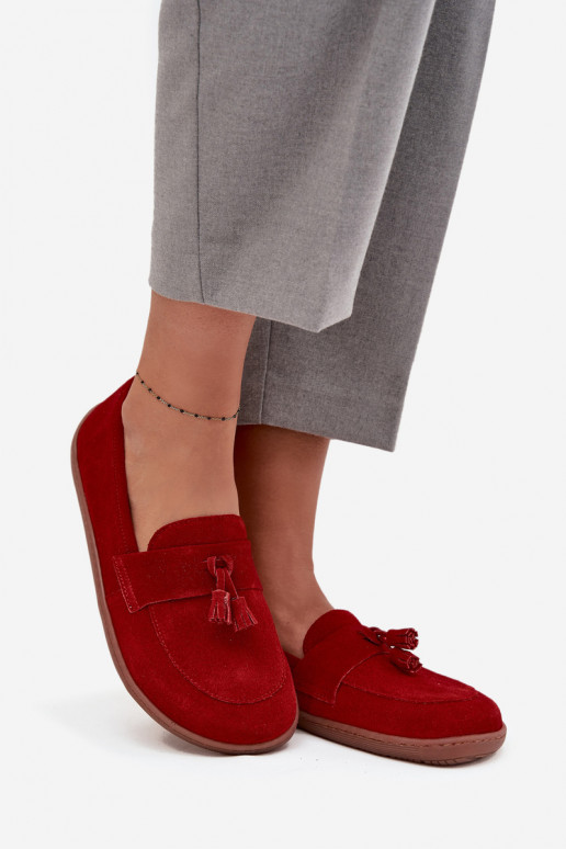   Zomšiniai mokasinai Typu Barefoot Zazoo 322 raudonos spalvos
