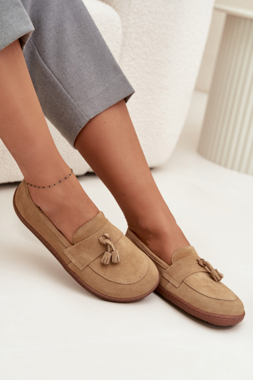   Zomšiniai mokasinai Typu Barefoot Zazoo 322 smėlio spalvos