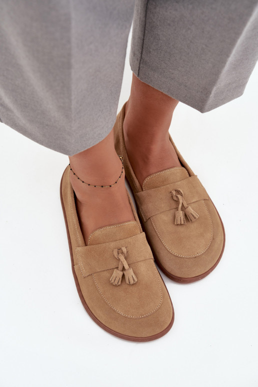   Zomšiniai mokasinai Typu Barefoot Zazoo 322 smėlio spalvos