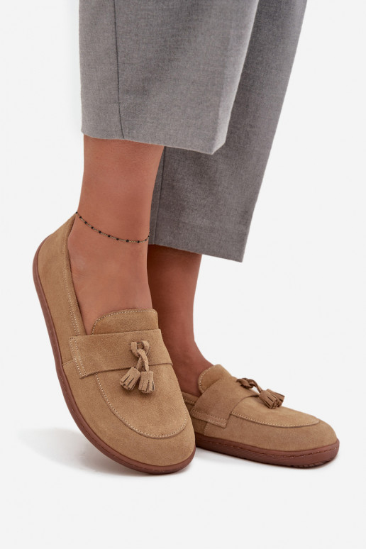   Zomšiniai mokasinai Typu Barefoot Zazoo 322 smėlio spalvos