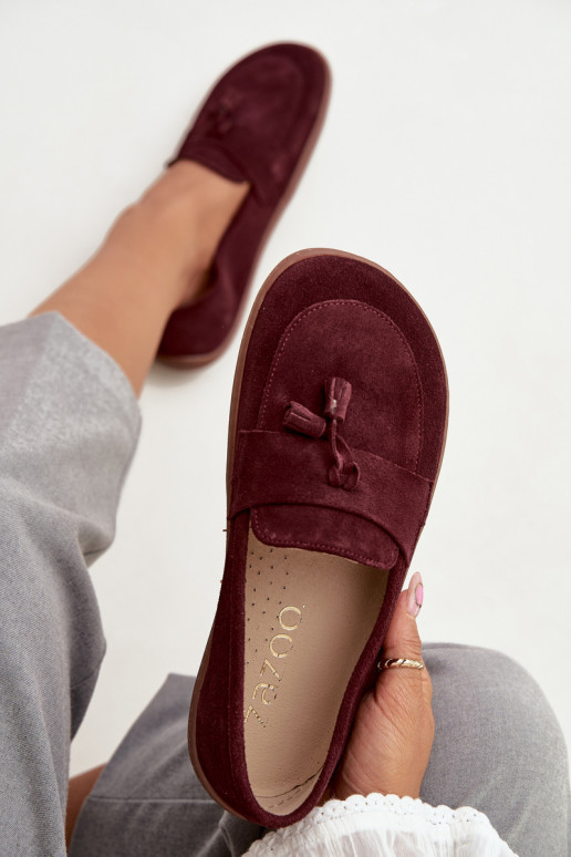   Zomšiniai mokasinai Typu Barefoot Zazoo 322 bordo spalvos