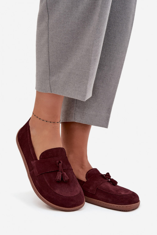   Zomšiniai mokasinai Typu Barefoot Zazoo 322 bordo spalvos