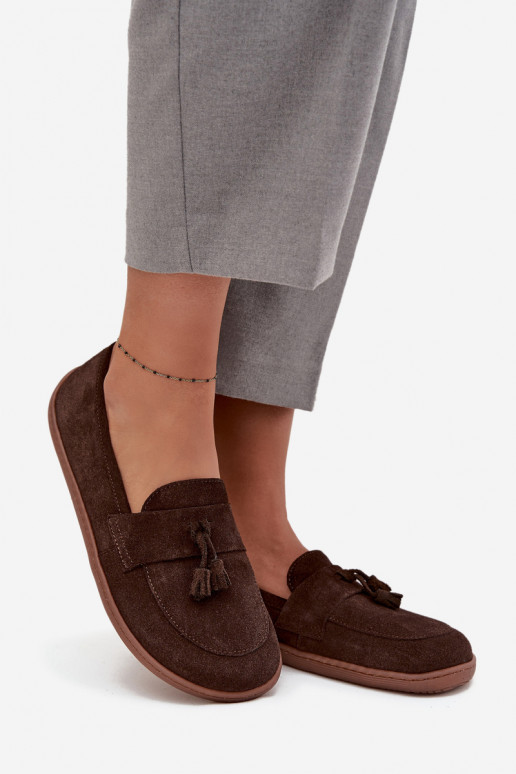   Zomšiniai mokasinai Typu Barefoot Zazoo 322 Czekoladowe