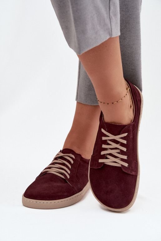 laisvalaikio batai Typu Barefoot Z Naturalnego Zamszu Zazoo 314 bordo spalvos