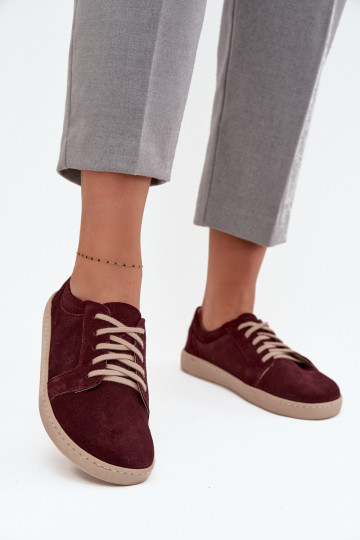 laisvalaikio batai Typu Barefoot Z Naturalnego Zamszu Zazoo 314 bordo spalvos 2