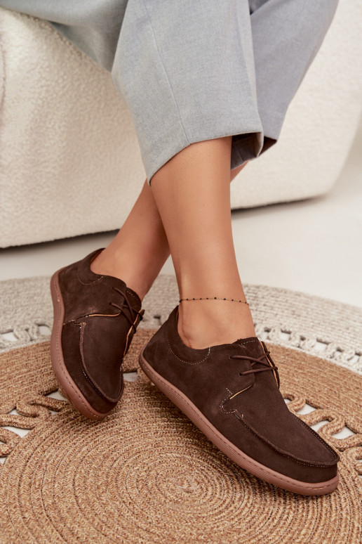 batai  Typu Barefoot Z Naturalnego Zamszu Zazoo 327 Czekoladowe