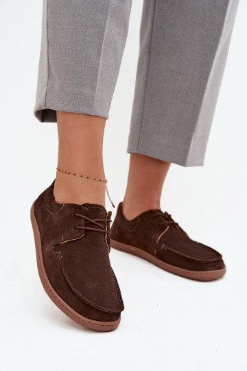 batai  Typu Barefoot Z Naturalnego Zamszu Zazoo 327 Czekoladowe 2