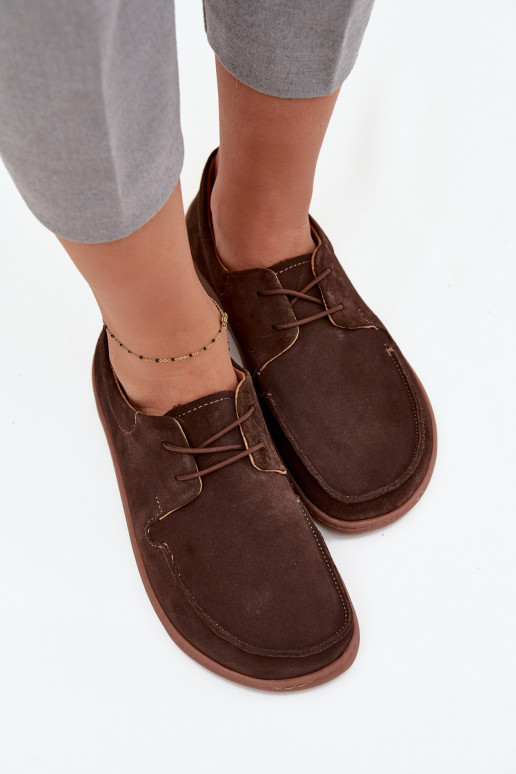 batai  Typu Barefoot Z Naturalnego Zamszu Zazoo 327 Czekoladowe