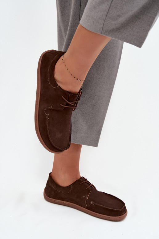 batai  Typu Barefoot Z Naturalnego Zamszu Zazoo 327 Czekoladowe