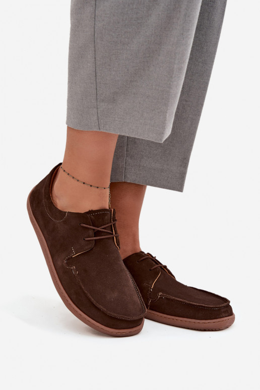 batai  Typu Barefoot Z Naturalnego Zamszu Zazoo 327 Czekoladowe