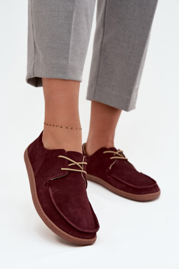 batai  Typu Barefoot Z Naturalnego Zamszu Zazoo 327 bordo spalvos 2