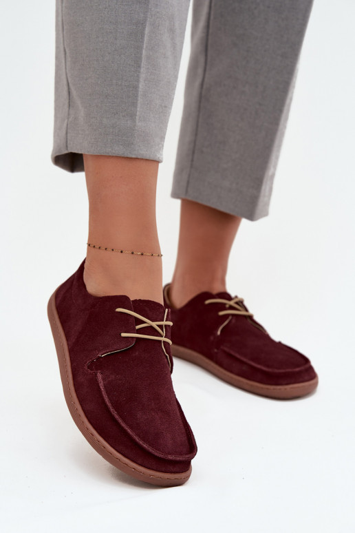 batai  Typu Barefoot Z Naturalnego Zamszu Zazoo 327 bordo spalvos