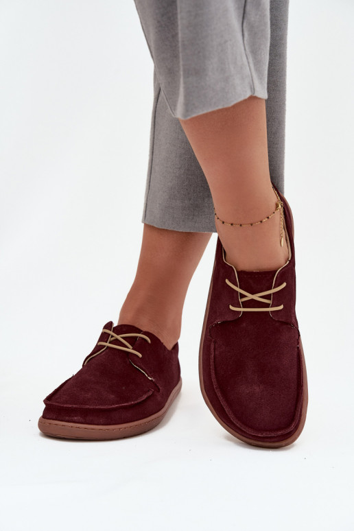 batai  Typu Barefoot Z Naturalnego Zamszu Zazoo 327 bordo spalvos