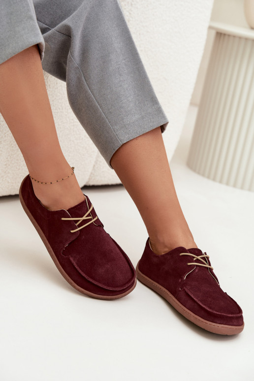 batai  Typu Barefoot Z Naturalnego Zamszu Zazoo 327 bordo spalvos