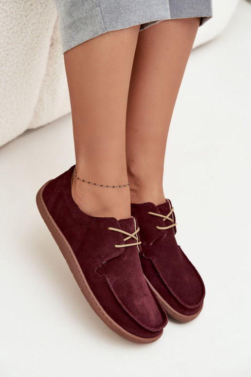 batai  Typu Barefoot Z Naturalnego Zamszu Zazoo 327 bordo spalvos