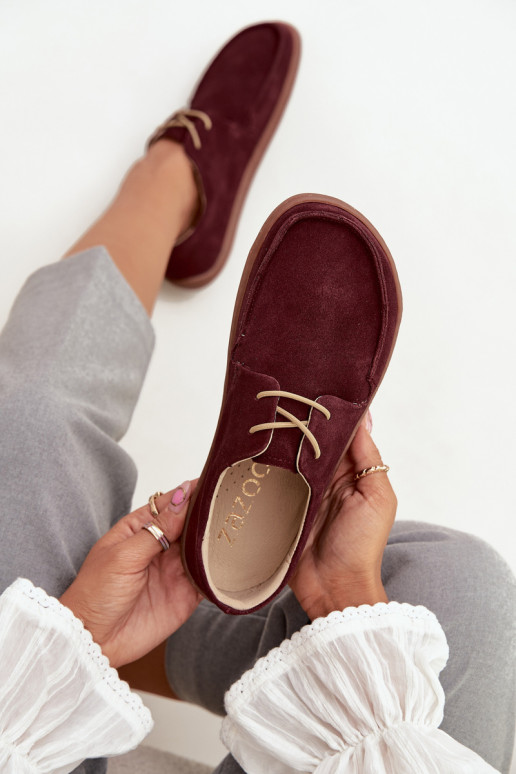 batai  Typu Barefoot Z Naturalnego Zamszu Zazoo 327 bordo spalvos
