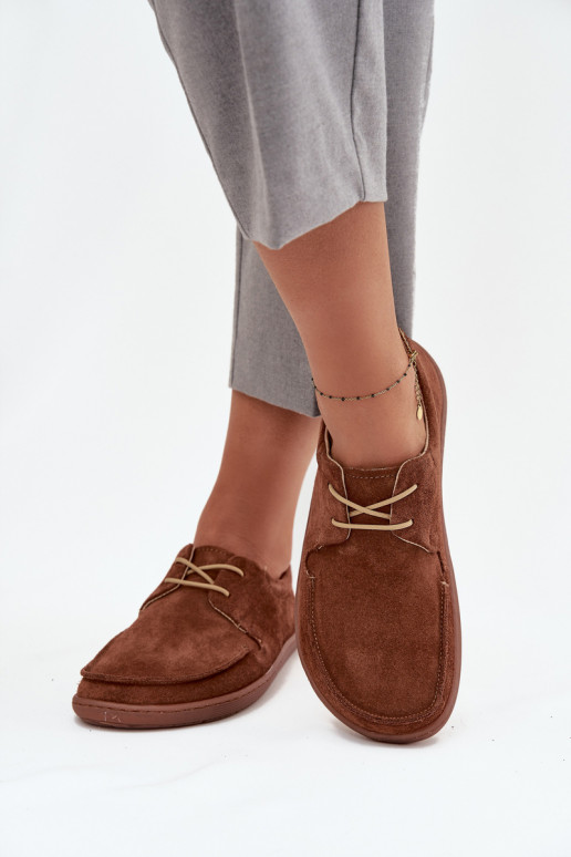 batai  Typu Barefoot Z Naturalnego Zamszu Zazoo 327 rudos spalvos