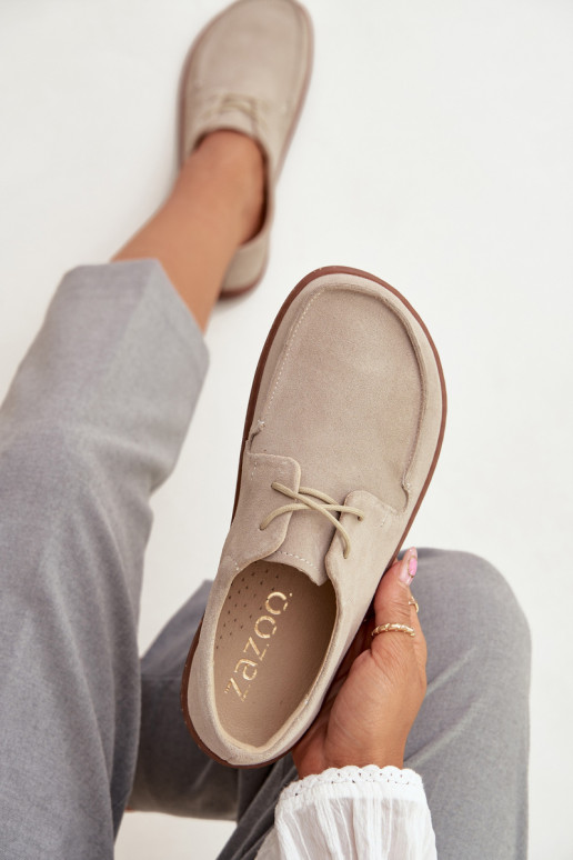 batai  Typu Barefoot Z Naturalnego Zamszu Zazoo 327 dramblio kaulo spalvos