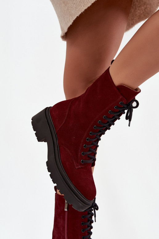 aulinukai  Z Naturalnego iš zomšos pašiltinti Zazoo 4213 bordo spalvos