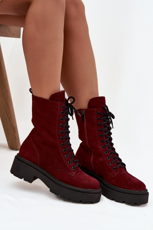 aulinukai  Z Naturalnego iš zomšos pašiltinti Zazoo 4213 bordo spalvos