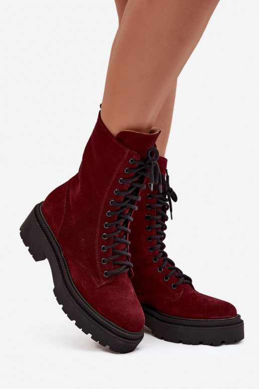 aulinukai  Z Naturalnego iš zomšos pašiltinti Zazoo 4213 bordo spalvos