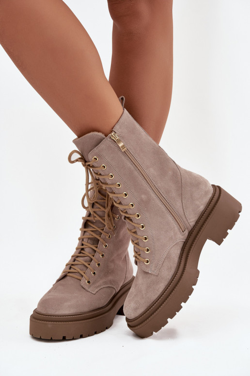 aulinukai  Z Naturalnego iš zomšos pašiltinti Zazoo 4213 smėlio spalvos