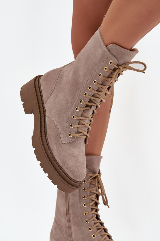 aulinukai  Z Naturalnego iš zomšos pašiltinti Zazoo 4213 smėlio spalvos