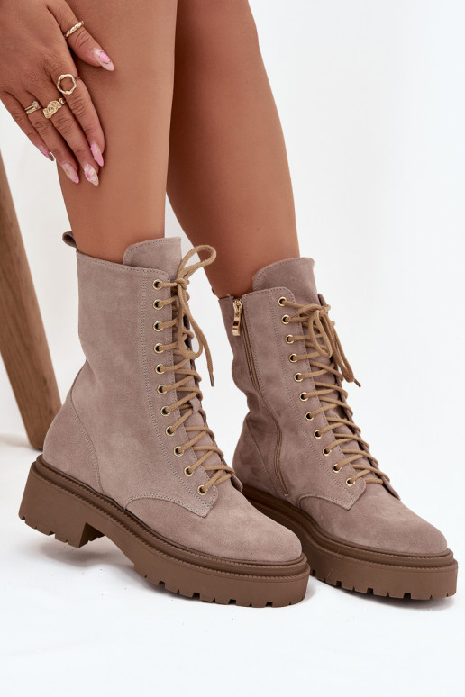 aulinukai  Z Naturalnego iš zomšos pašiltinti Zazoo 4213 smėlio spalvos