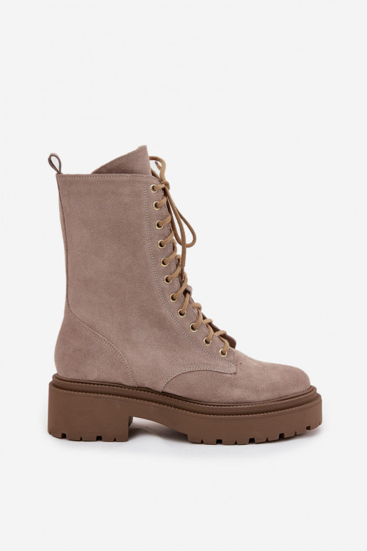 aulinukai  Z Naturalnego iš zomšos pašiltinti Zazoo 4213 smėlio spalvos