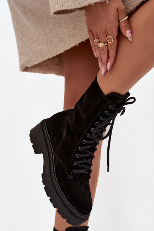 aulinukai  Z Naturalnego iš zomšos pašiltinti Zazoo 4213 Juodos spalvos