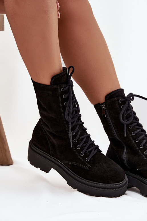 aulinukai  Z Naturalnego iš zomšos pašiltinti Zazoo 4213 Juodos spalvos