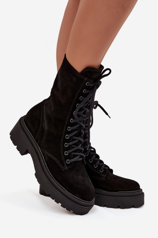 aulinukai  Z Naturalnego iš zomšos pašiltinti Zazoo 4213 Juodos spalvos