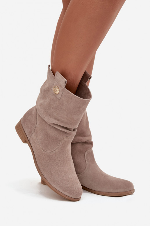   Zomšiniai batai   pašiltinti Zazoo 4210 smėlio spalvos