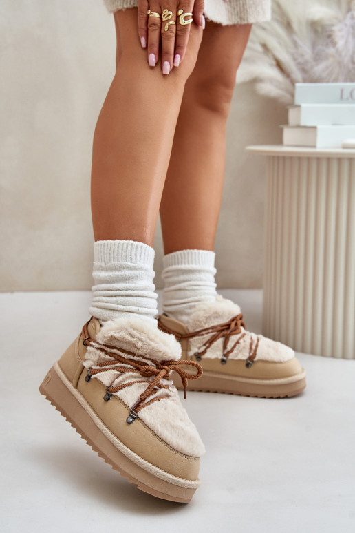  sniego batai su platforma su kailiuku D.Franklin DFSH370011 smėlio spalvos