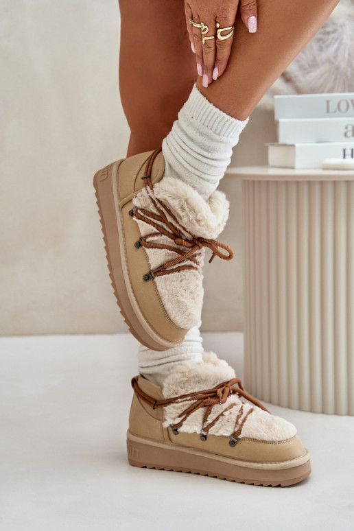  sniego batai su platforma su kailiuku D.Franklin DFSH370011 smėlio spalvos