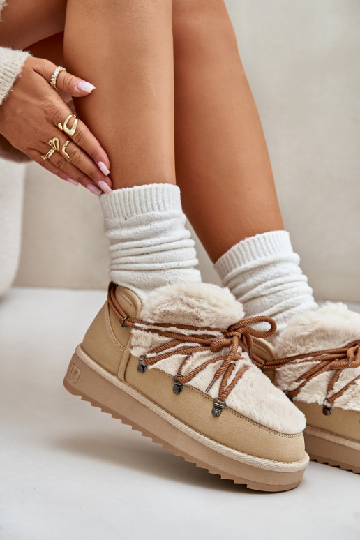  sniego batai su platforma su kailiuku D.Franklin DFSH370011 smėlio spalvos