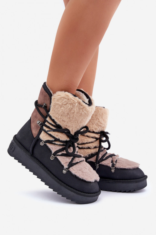 sniego batai  su kailiuku D.Franklin DFSH370012 Juodos spalvos