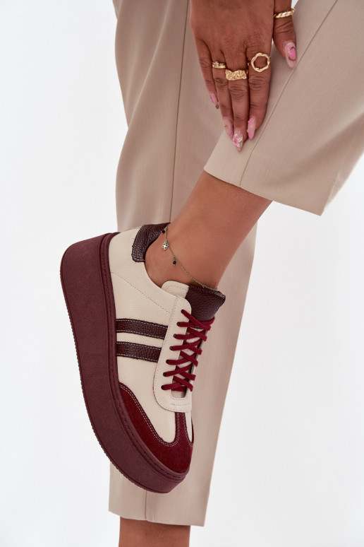    modelio batai  su platforma Zazoo 3775 smėlio spalvos-bordo spalvos