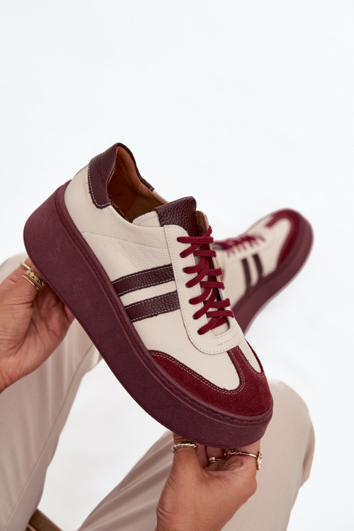    modelio batai  su platforma Zazoo 3775 smėlio spalvos-bordo spalvos