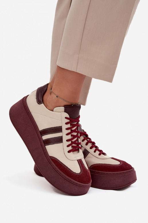    modelio batai  su platforma Zazoo 3775 smėlio spalvos-bordo spalvos