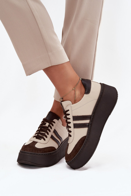   modelio batai  su platforma Zazoo 3775 smėlio spalvos-Czekoladowe