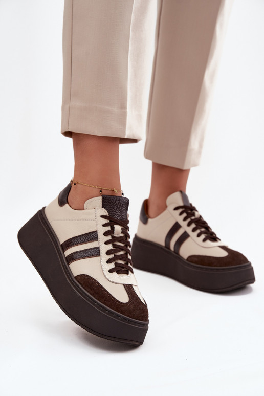    modelio batai  su platforma Zazoo 3775 smėlio spalvos-Czekoladowe